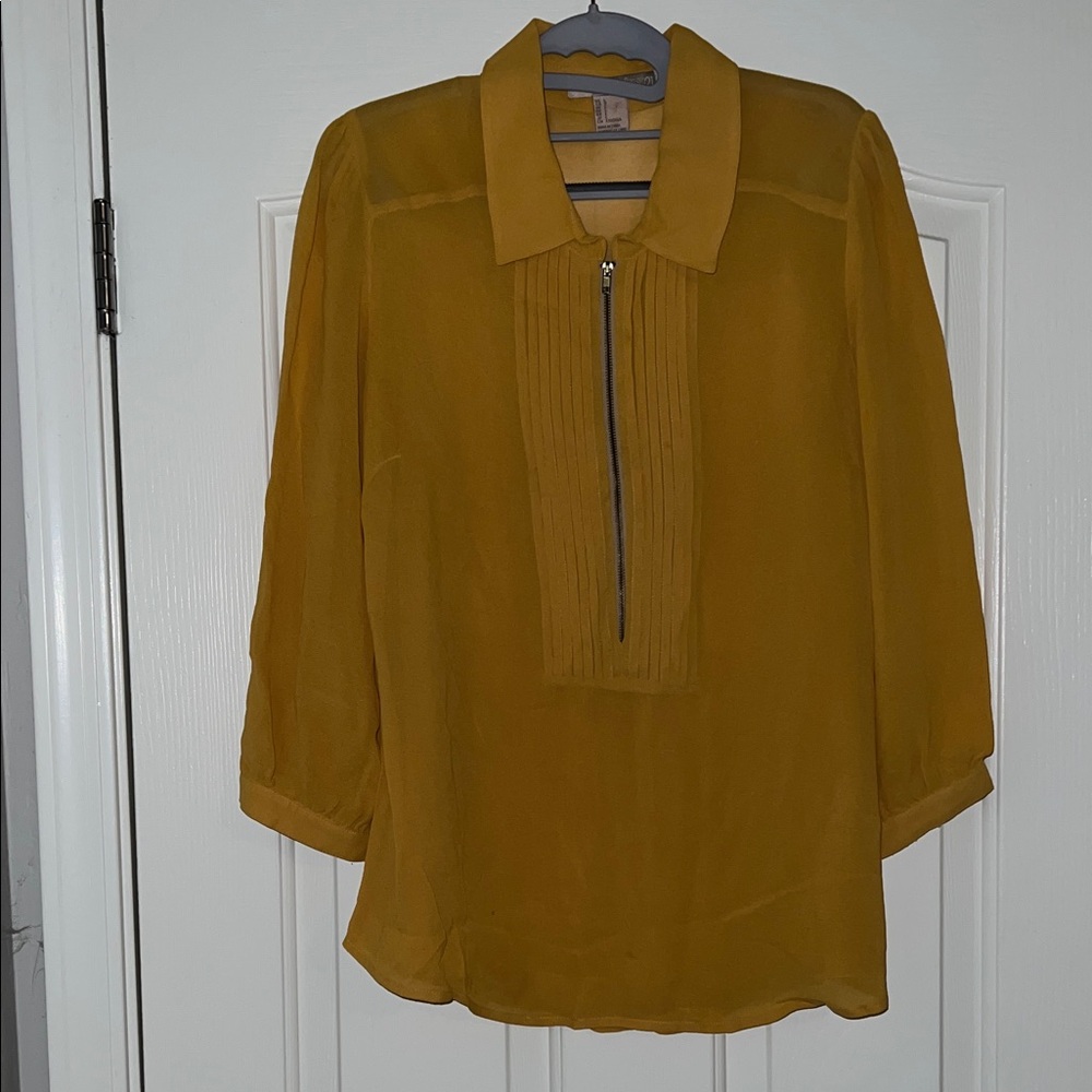 Forever 21 Mustard Blouse with Front Zipper